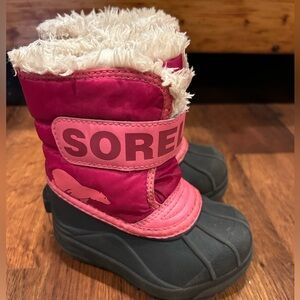 Sorel Kids' Snow Commander Insulated Waterproof Boot Pink Black Little Kids 6